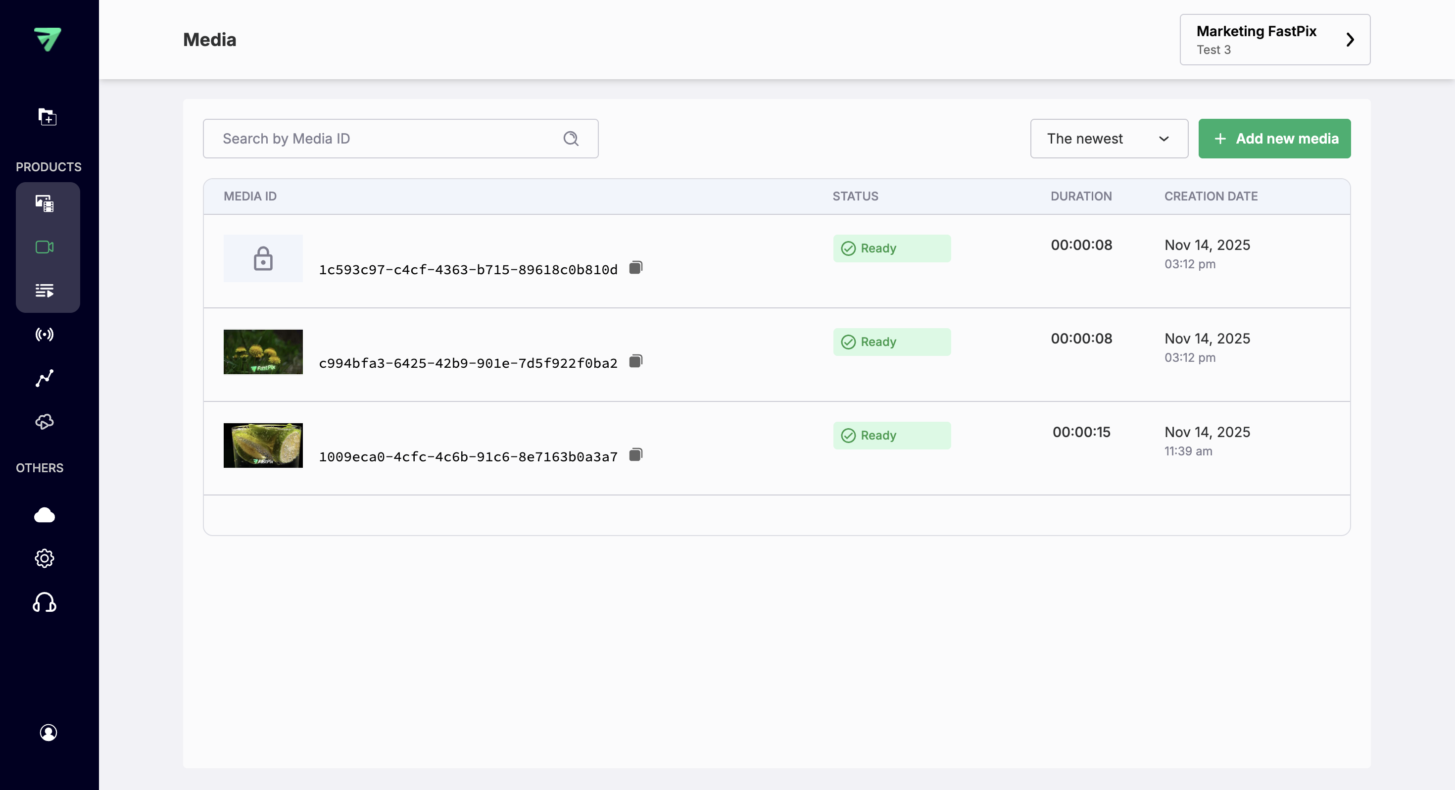 Clipped video generated in media list