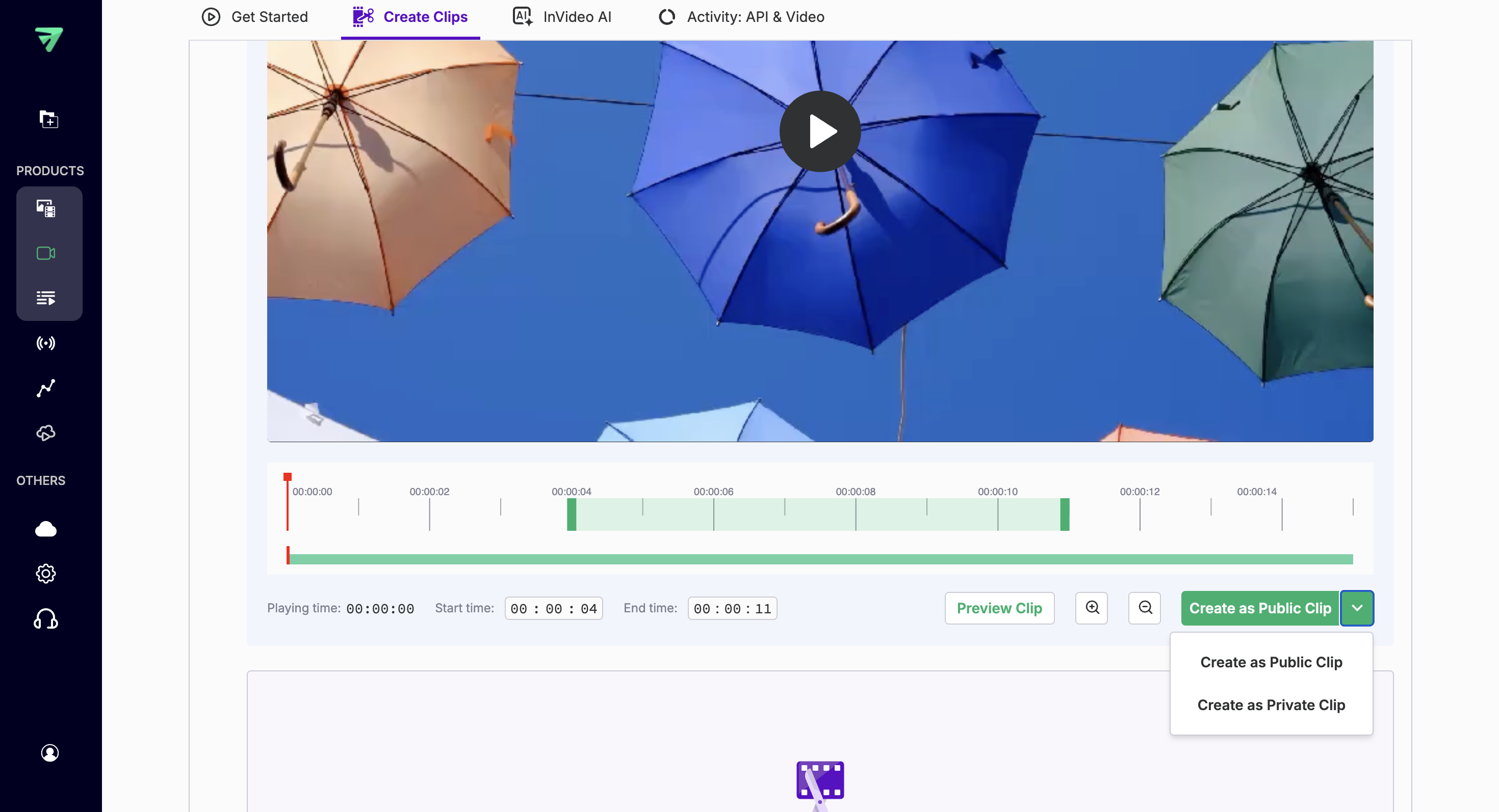 Access setting selector with Public and Private options
