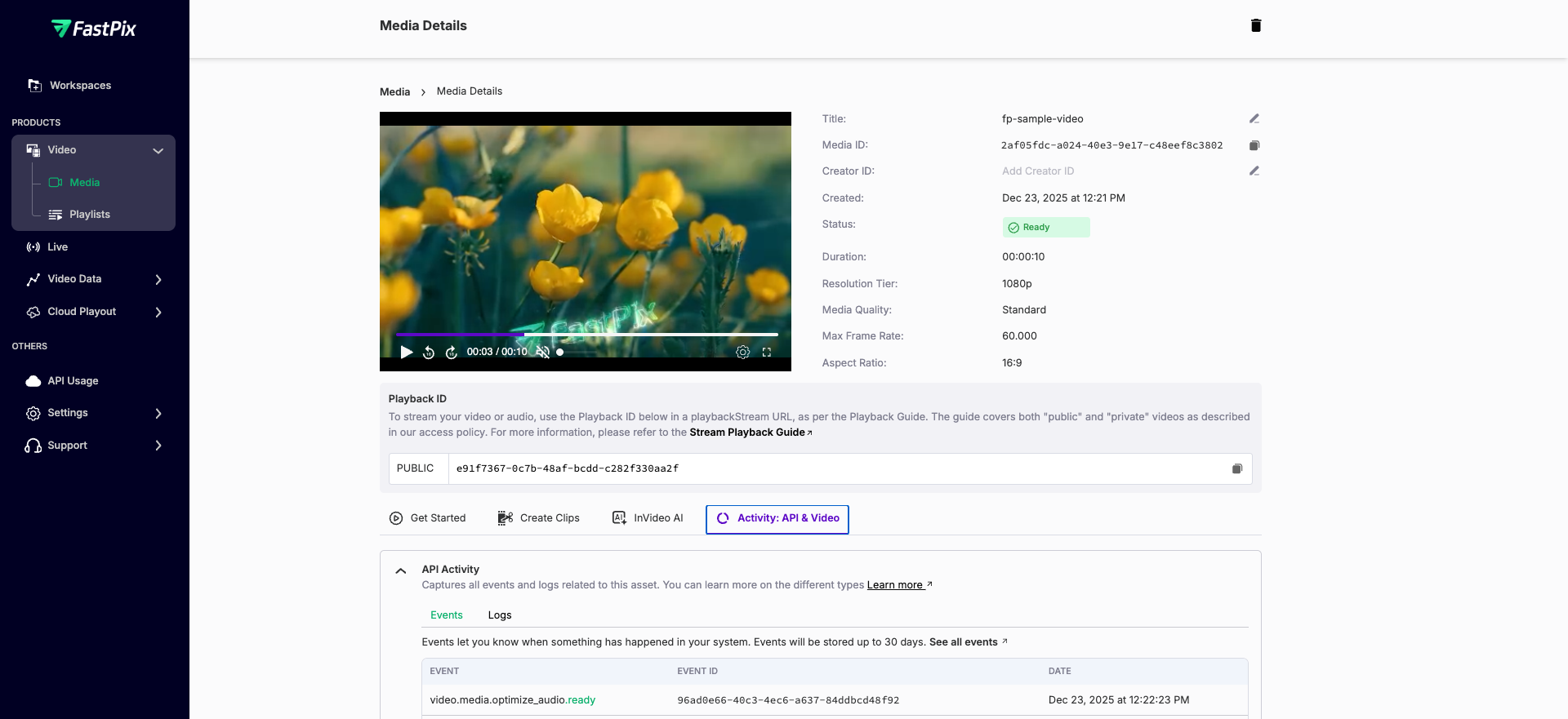 Media audio optimize event