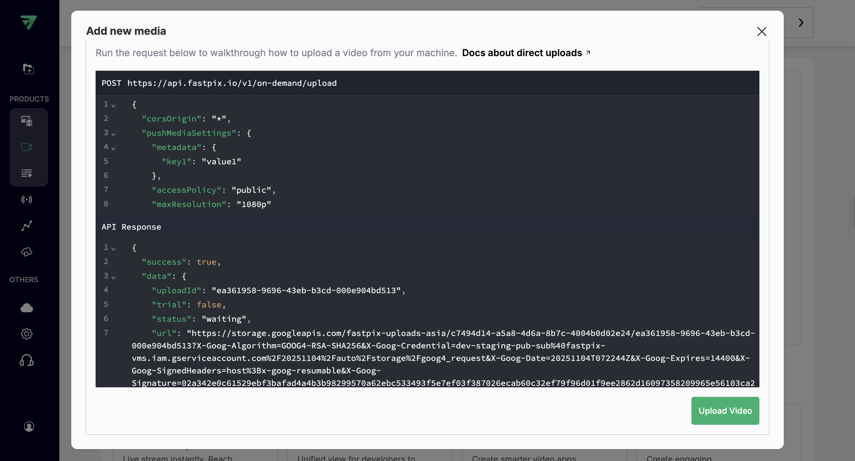 Using Google Drive link to upload 